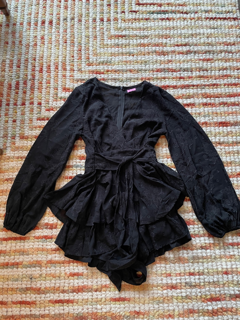 Black Long Sleeve V-Neck Romper